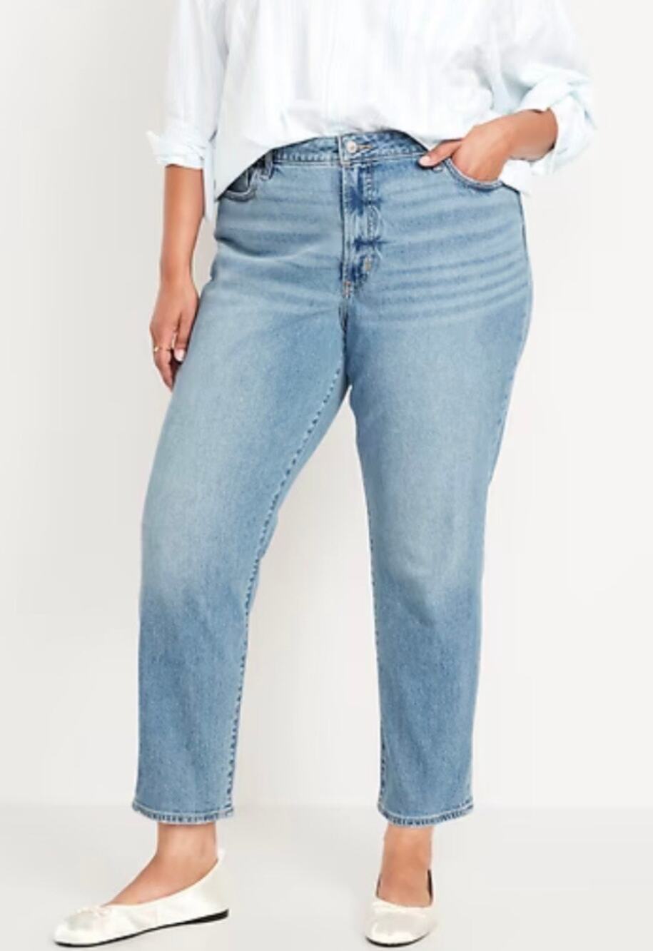 Old Navy High-Rise OG Straight Leg Light Wash Stretch Denim Jeans SIZE 18R